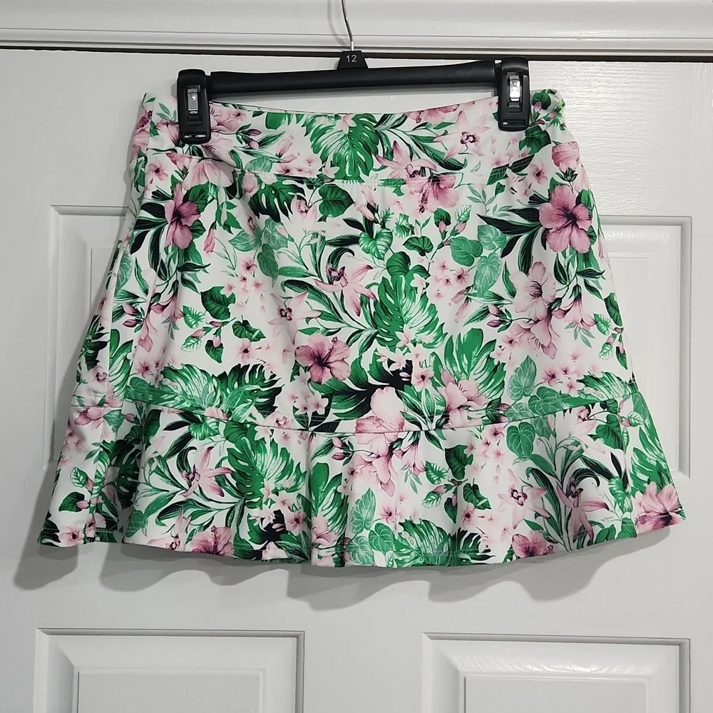 TOMMY BAHAMA ACTIVE Tropical Golf Tennis Knit Skort Size Medium Green Floral